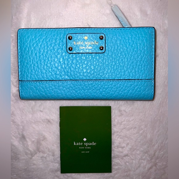 Womens NWT Kate Spade Pebble Leather Wallet Atoll Blue - Picture 5 of 5